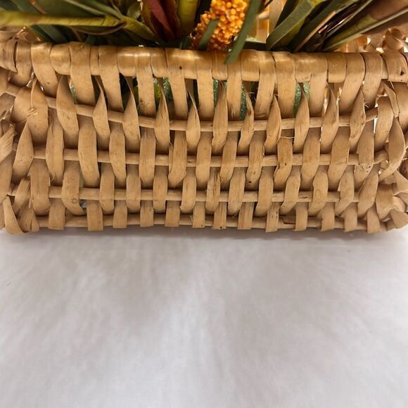 Farmhouse Woven Door Knob Irregular Basket with Faux Fall Autumn Flowers - Picture 7 of 13